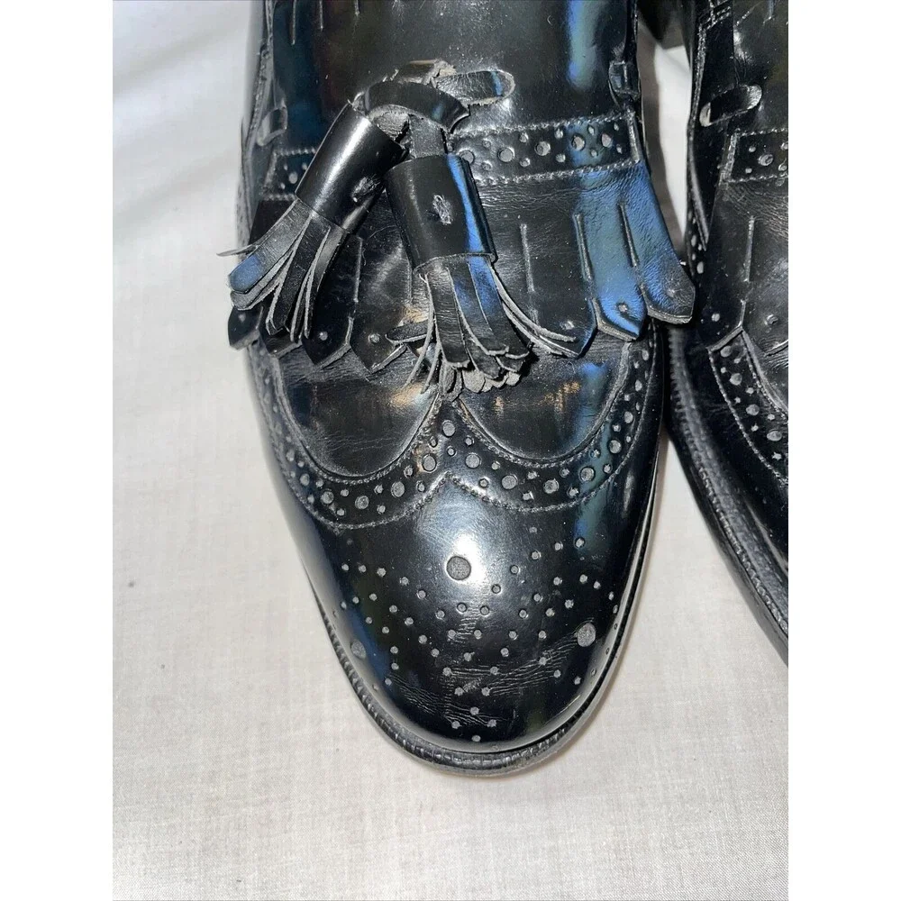 Johnston & Murphy Optima Wingtip Loafers Mens Size 8 D Black Leather Slip On